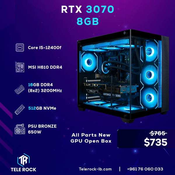 ゲーミングデスクトップ Core i5 12400f RTX 3070 Gaming PC : Core i5-12400f, 3070