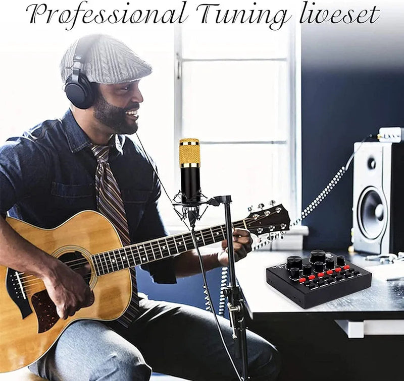 BM800 Microphone Kit with V8 Sound Card – Studio Mic Set for Streaming & Recording