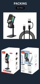 JMARY MC-PW13 360 Degree Rotating RGB Light Desktop Microphone