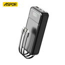 ASPOR A316 – 20,000 mAh 22.5 W Fast-Charging Power Bank (Built-in Cables)