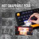 Aula F75 Black + Dark Blue + Orange - 75% Gasket Wireless Mechanical Gaming Keyboard
